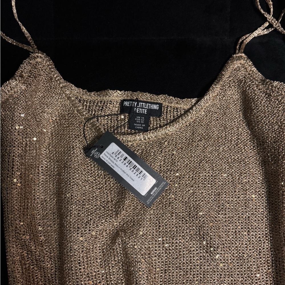 PrettyLittleThing Gold Sequin Top